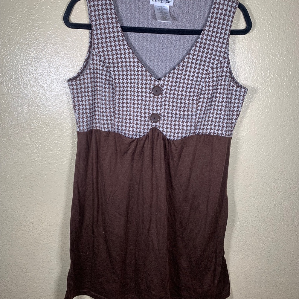 Vintage Rocker Girl brown houndstooth mini dress